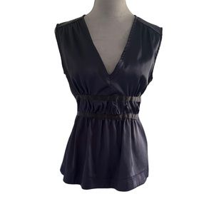 Venus navy blue v neck tank blouse with tie back. Size M